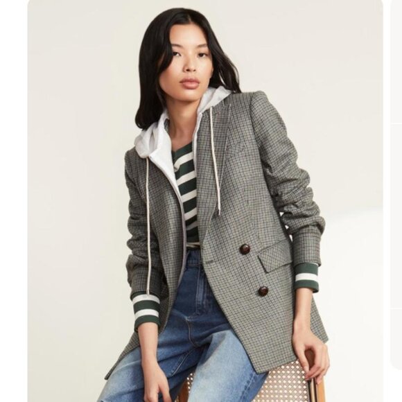 Veronica Beard Pyle Houndstooth Double Breasted Dickey Jacket Size 10